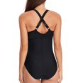 thumbnail image 4 of Women's One Piece Swimsuits Ruched Tommy Control Swimwear V Neck Sexy Back Crossover Swimming Bathing Suits, 4 of 7