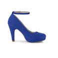 thumbnail image 3 of BLISSFUL STEP Chaussures pour Femmes Bout Rond Talon Aiguille Bride à la Cheville Escarpins Bleu Foncé 6, 3 of 7