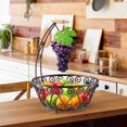 thumbnail image 3 of Simple Houseware Fruit Basket Bowl with Banana Tree Hanger - Wire Produce Storage Stand & Organizer for Kitchen Counter, Bronze, 3 of 6