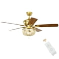 thumbnail image 1 of Gymax Ventilateur de Plafond Rétro 52 Pieds' avec Pales Réversibles Télécommande Doré, 1 of 10