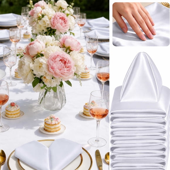 Serviettes en Tissu à Fini Satiné Élégantes pour Table à Manger avec Décoration et Haute Capacité d'Absorption pour les Occasions Quotidiennes et Formelles 10 Pcs