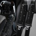 thumbnail image 1 of GHSDFBB Soft Velvet Car Seat Belt Shoulder Pads with Bling Rhinestones for Women, Crystal Handbrake Cover, Ring Set 4 Pack Universal, 1 of 7