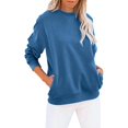 thumbnail image 1 of Pxiakgy Tenues d'Automne pour Femmes 2024 Chandail en Molleton Col Rond Uni Manches Longues Décontracté Mignon Léger Ample Taille : S-2TG, 1 of 8