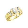 thumbnail image 3 of Rylos 14K Yellow Gold Classic 8X6MM Oval Opal & Sparkling Diamond Ring - Birthstone Jewelry for Men -Size 11, 3 of 7