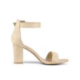 thumbnail image 3 of BLISSFUL STEP Woman's Sandals Block Heels Ankle Strap Open Toe Sandals Beige 8.5, 3 of 6