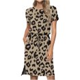 thumbnail image 2 of EGNMCR Robes d'Été Femmes Tendance 2024 Robe Décontractée pour Femme Imprimée à Manches Courtes Col Ras du Cou à Lacets avec Poches, 2 of 6