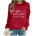 thumbnail image 2 of WEAIXIMIUNG Custom Sweatshirt Ladies Fashion Leisure Pure Color Loose Long Sleeved Printed Letters Round Collar, 2 of 4