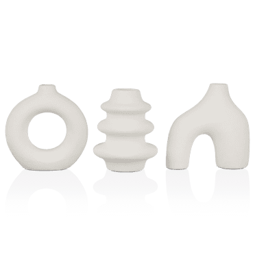 Bouclair Ensemble de 3 Vases Décoratifs de Table Blanc Cassé