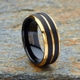 thumbnail image 3 of Men Tungsten Two-Tone Wedding Band Grooved Ring 8MM Black Goldtone, 3 of 4