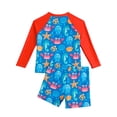 thumbnail image 4 of MIASHUI Ensembles de Maillots de Bain Deux Pièces pour Garçons, Combinaison anti-UV à Manches Longues pour Enfants, Rouge, 1-2 Ans, 4 of 5