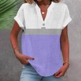 thumbnail image 2 of fatyb Womens Printed V Neck Tops Short Sleeve Button V Neck Tshirts Lightweight Summer Beach Blouses, 2 of 5