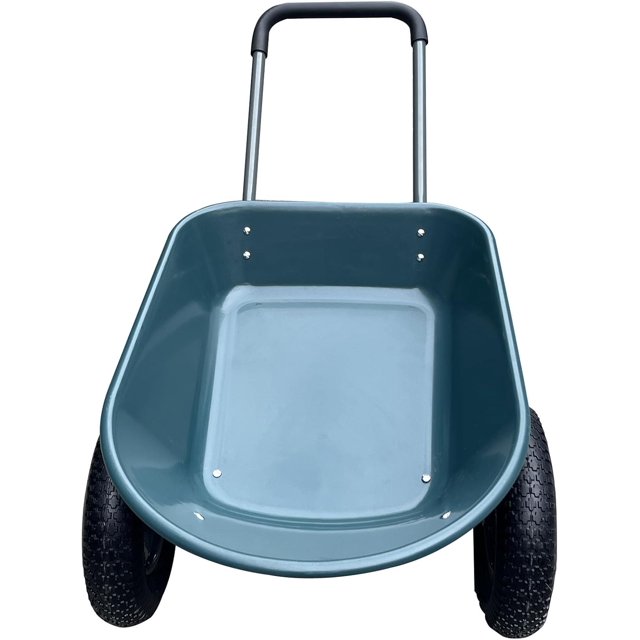 EastVita Chariot de Brouette de Jardin - Utilitaire Robuste avec Deux Roues - Support Intégré pour Cour - Jardin - Vert Armée