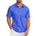 thumbnail image 1 of T-shirt à Manches Courtes pour Hommes avec Poche et Col Rabattu, Mélange Uni Coton-Polyester, Coupe Décontractée, Vert Militaire, Taille TTTG, 1 of 6