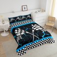 thumbnail image 4 of Erosebridal Checkered Flag Bedding Sets Twin with Comforter, Racing Car Duvet Insert, Geometric Honeycomb Decor, Lightweight 2pcs, 4 of 8