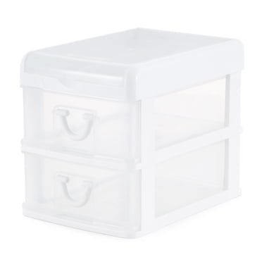 Gracious Living 2-Drawer Desktop and Countertop Organizer Drawer Set, White/Clear