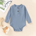 thumbnail image 2 of tarylea Toddler Baby Clothes Long Sleeve Crew Neck Button Rompers Solid Color Ribbed Outfits Casual Comfy Fall Outwear Jumpsuits for 0-24 Months, 2 of 3