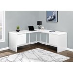 Monarch Specialties Bureau d'ordinateur, Bureau à la maison, Coin, Gauche, Installation droite, Tiroirs de rangement, 72"l, L Forme, Travail, Ordinateur portable, Stratifié, Métal, Blanc brillant, Contemporain, Moderne