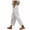 White, variant on LOVZFMLL Women's Pants, Fashionable Solid Color Pocket Drawstring Linen Pants Navy, L
