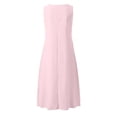 thumbnail image 5 of Ohufall Robe Femme en Coton et Lin à Col en V Sans Manches Décontractée Robe Débardeur Unie Confortable avec Poches Robe Midi d'Été Chic, 5 of 5