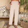 thumbnail image 2 of Timegard Plus Size Pants for Women Cotton Linen Elastic Waisted Lightweight Casual Trousers with Pockets, 2 of 6