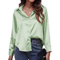 thumbnail image 1 of Innerwin Tops Lapel Neck Women Shirts Work Button Down Single Breasted Blouse Light Green M, 1 of 3