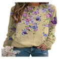 thumbnail image 1 of QJUHUNG Sweat-Shirt Décontracté à Manches Longues Papillon Imprimé Graphique Léger Pull-Over Manches Longues Chemises, 1 of 4