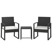 Outsunny 3 Piece Wicker Patio Furniture Bistro Set with Cushions, Cream