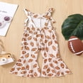 thumbnail image 3 of Toddler Baby Girl Football Season Spaghetti Strap Jumpsuit Rugby Bell Bottom Romper Overalls Flared Pants Outfit, 3 of 7