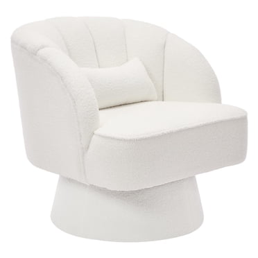 GloryStar Fauteuil d'Appoint Pivotant Moderne, Fauteuil Tonneau en Velours Teddy Rotatif à 360° pour Salon Ou Chambre