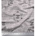 thumbnail image 1 of Soimoi Grey Cotton Poplin Fabric To Travel Is To Live Text Decor Fabric Printed Yard 56 Inch Wide, 1 of 2