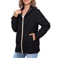 thumbnail image 2 of Comdrip Veste Légère pour Femmes! Veste Chaude Coupe-Vent Imperméable à Blocs de Couleur pour Femmes, Coupe-Vent d'Extérieur, Veste de Randonnée, Veste de Randonnée pour Femmes, Légère, Noire, 2TG, 2 of 5