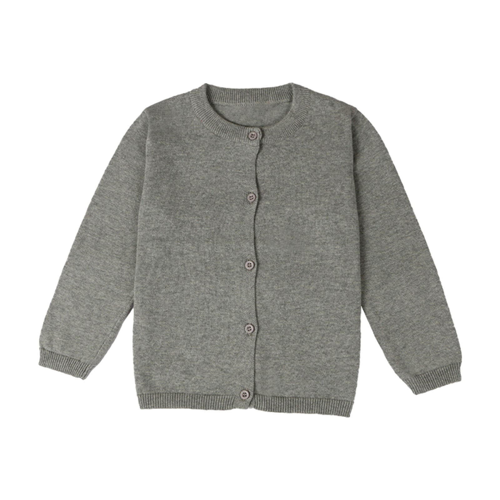 WEAIXIMIUNG Chandails Gris Jeunesse Bébé Enfants Filles Cardigan Manches Longues Enfant Chandail Boutonné Fille Col Rond Cardigans Chandail