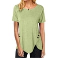 thumbnail image 3 of AherBiu T-Shirts pour Femmes Grande Taille Col Rond Coupe Ample T-Shirts Surdimensionnés T-Shirts d'Été Confortables Ourlet Uni, 3 of 6
