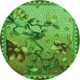 thumbnail image 1 of Ahgly Tapis Rond Lavable en Machine Intérieur Transitionnel Vert, 7 Pieds Rond, 1 of 7