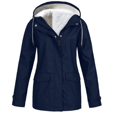 Dvkptbk Jacket Hoodies Women’s Solid Rain Jacket Outdoor Jackets Hooded Raincoat Windproof on Clearance