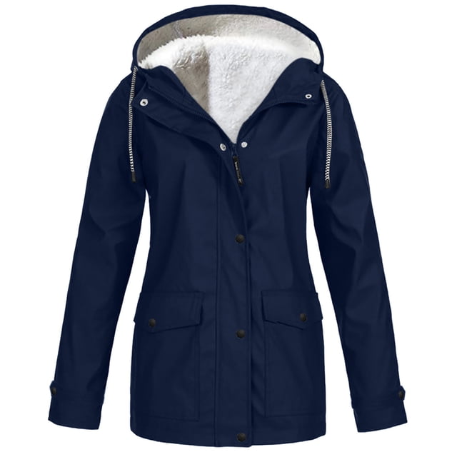 jsaierl Women’s Solid Rain Jacket Outdoor Jackets Waterproof Hooded Raincoat Windproof
