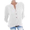 thumbnail image 1 of CEHVOM Chemise Ample pour Femme d'Été Décontractée à Col Montant à Manches Longues Unie Liquidation, 1 of 3
