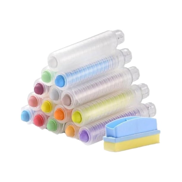 Lot De 12 Craies Sans Poussière Avec Porte-craie Réglable – 12 Couleurs – Effaçable à L’eau – Pour Tableau, écriture, Dessin