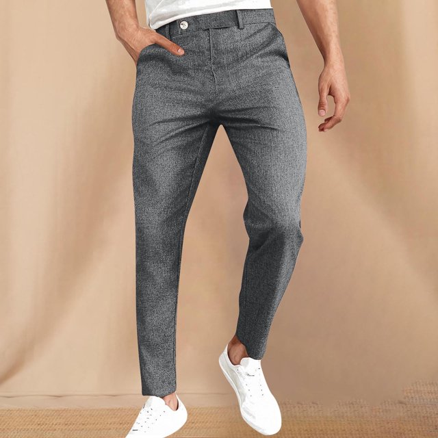 EOYWHK Mens Swim Trunks Linen Pants Straight Leg Trouser Compression Fit Dress Pants Solid Color Running Hiking Pants