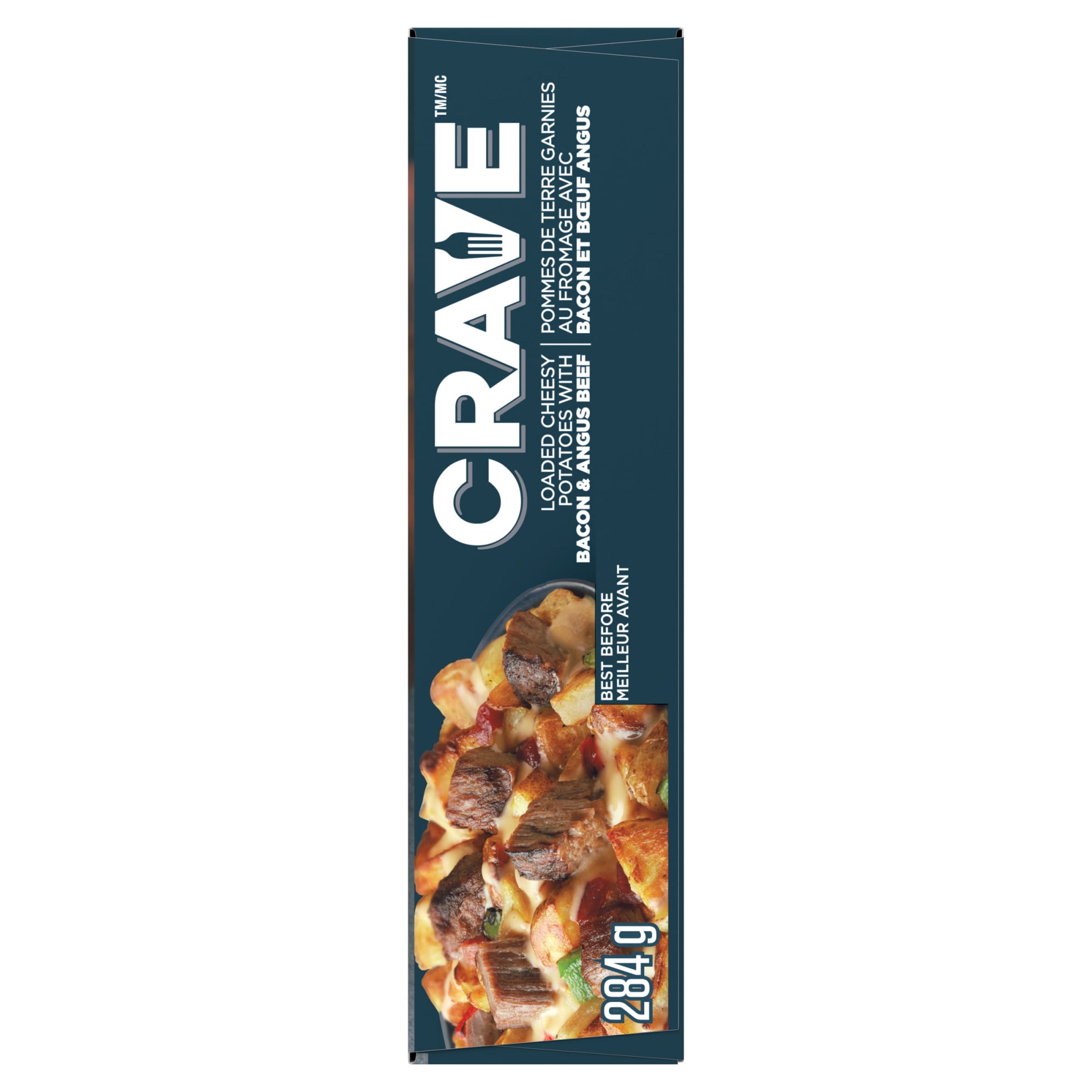 CRAVE Cheesy Loaded Potatoes with Angus Beef Frozen Meal, 284 gr Box, 284g