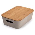 thumbnail image 4 of Truu Design Modern and Sleek Decorative Paper Beige Storage Basket with Bamboo Lid, 4 of 5