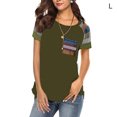thumbnail image 1 of ziyahi T-Shirt pour Femmes à Manches Courtes, Col Rond, Haut à Rayures avec Poche, T-Shirt, Vert, G, 1 of 5