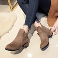 thumbnail image 5 of drppepioner Boots for Women Fall Winter Solid Color Flock Boots Chunky Heel Middle Heel Short Boots Pointed toe Boots, 5 of 5
