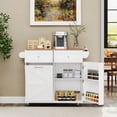 thumbnail image 4 of Costway Îlot de Cuisine Roulant Chariot d'Îlot de Cuisine avec Abattant Armoire pour Poubelle Blanc, 4 of 10