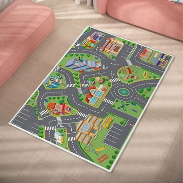 Lutabuo Tapis de Jeu pour Enfants Grande Surface Rectangulaire Routes de Ville Tapis pour Salle de Jeux Chambre