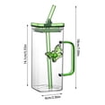 thumbnail image 2 of Tasse en Verre avec Paille Résistante à la Chaleur 350 ml pour Boissons Froides Jus Lait Boisson Café Texture en Verre avec Couvercle pour Usage Quotidien, 2 of 5