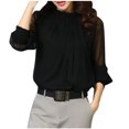 thumbnail image 1 of IROINID Offres Femmes Long Sleeve Tops Lounge O-Cou Patchwork Solide Hauts Courts Lâches, Noir, 1 of 4