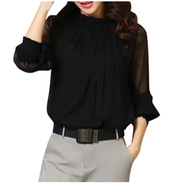 IROINID Offres Femmes Long Sleeve Tops Lounge O-Cou Patchwork Solide Hauts Courts Lâches, Noir