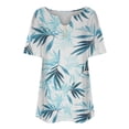 thumbnail image 3 of Birdeem Women Fashion Casual Printing Short Sleeve Loose Plus Size Ruffle Short Sleeve Tops V-Neck Blouse, 3 of 5