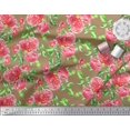 thumbnail image 3 of Soimoi Tissu en Poly Georgette Imprimé Floral Feuilles & Pivoines au Mètre 52 Pouces de Large, 3 of 5